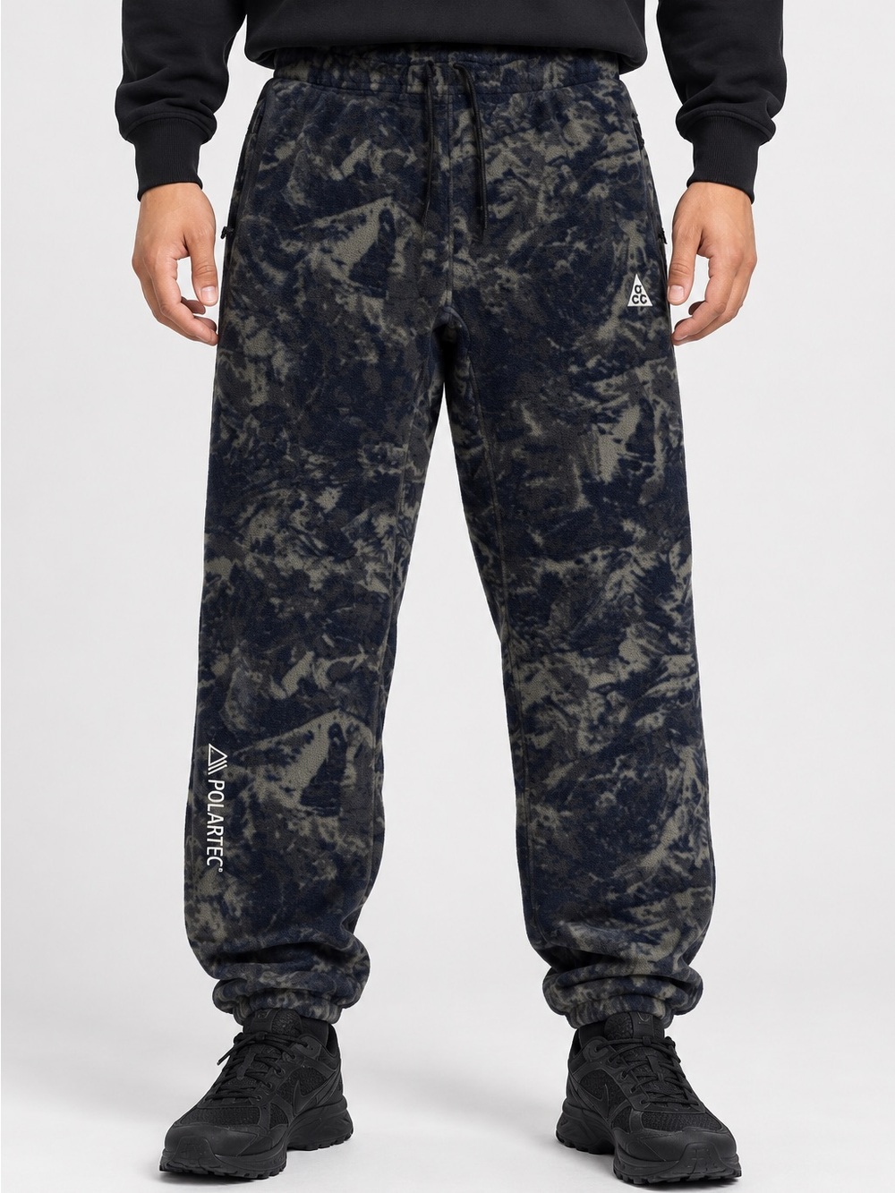 Nike ACG Polartec‎ Fleece Pants Men's Medium Black Gray Tie Dye Joggers
